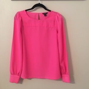 JCrew Hot Pink Long Sleeve Blouse Size: XS